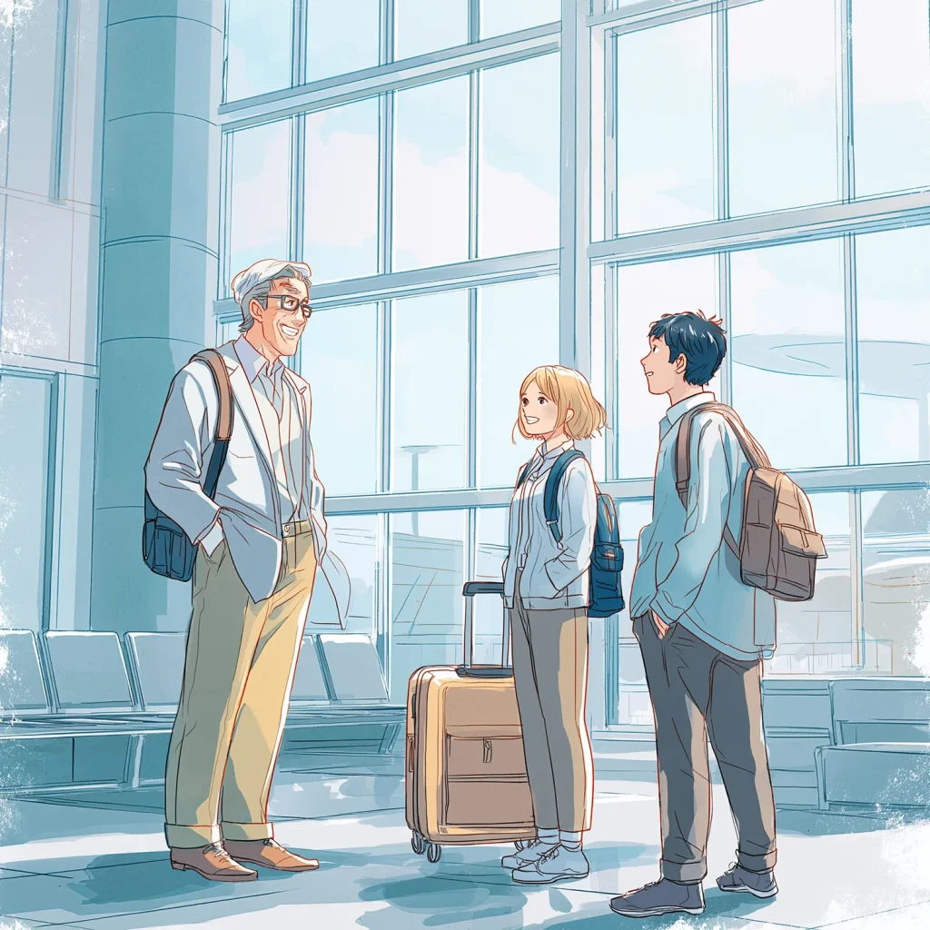 学校職員が空港までお迎え